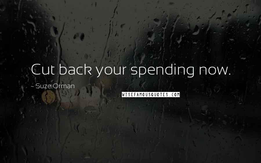 Suze Orman Quotes: Cut back your spending now.