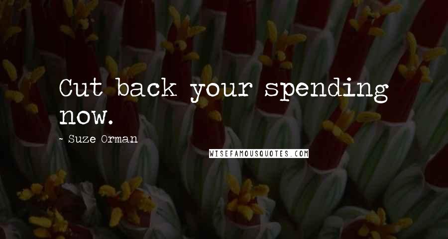 Suze Orman Quotes: Cut back your spending now.