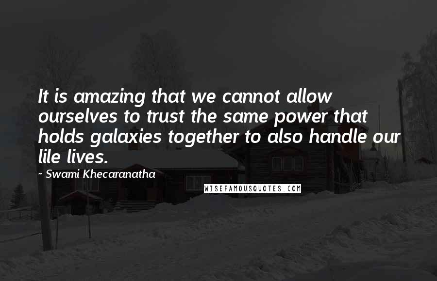 Swami Khecaranatha Quotes: It is amazing that we cannot allow ourselves to trust the same power that holds galaxies together to also handle our lile lives.