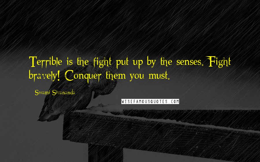 Swami Sivananda Quotes: Terrible is the fight put up by the senses. Fight bravely! Conquer them you must.