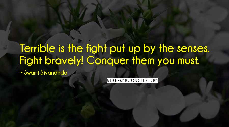 Swami Sivananda Quotes: Terrible is the fight put up by the senses. Fight bravely! Conquer them you must.