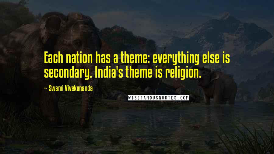 Swami Vivekananda Quotes: Each nation has a theme: everything else is secondary. India's theme is religion.