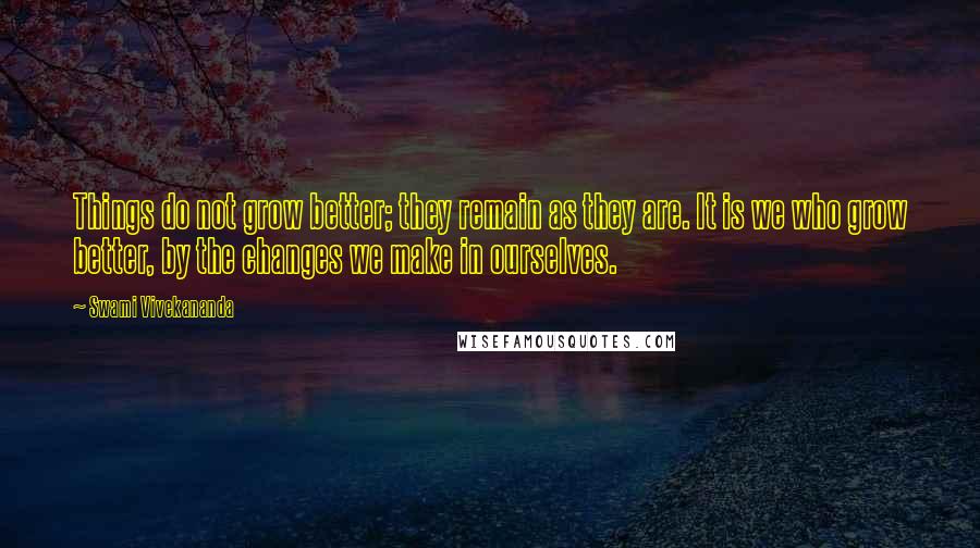 Swami Vivekananda Quotes: Things do not grow better; they remain as they are. It is we who grow better, by the changes we make in ourselves.