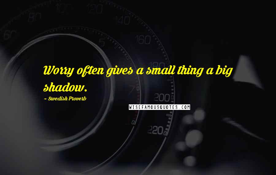Swedish Proverb Quotes: Worry often gives a small thing a big shadow.