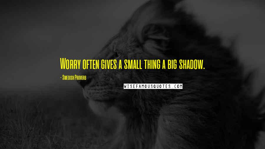 Swedish Proverb Quotes: Worry often gives a small thing a big shadow.