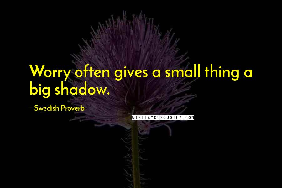 Swedish Proverb Quotes: Worry often gives a small thing a big shadow.