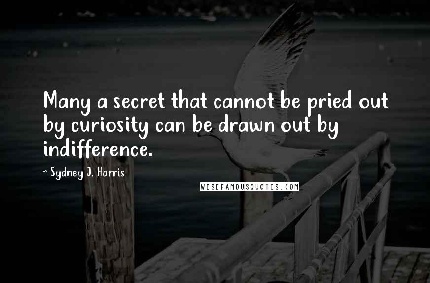 Sydney J. Harris Quotes: Many a secret that cannot be pried out by curiosity can be drawn out by indifference.