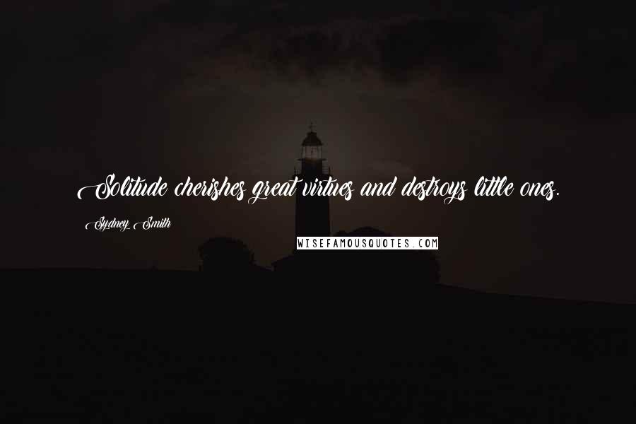 Sydney Smith Quotes: Solitude cherishes great virtues and destroys little ones.