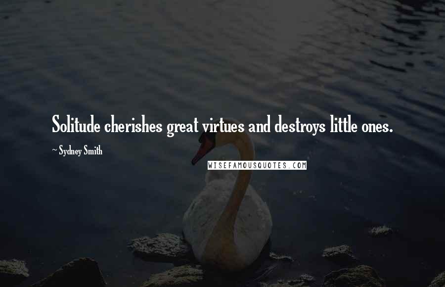 Sydney Smith Quotes: Solitude cherishes great virtues and destroys little ones.