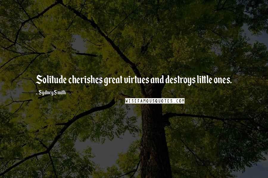 Sydney Smith Quotes: Solitude cherishes great virtues and destroys little ones.