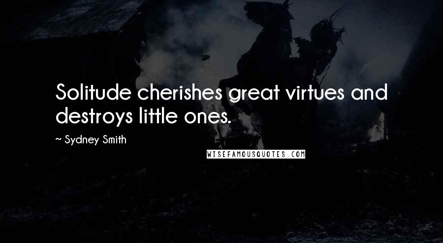 Sydney Smith Quotes: Solitude cherishes great virtues and destroys little ones.