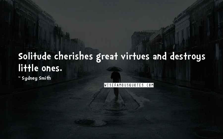 Sydney Smith Quotes: Solitude cherishes great virtues and destroys little ones.