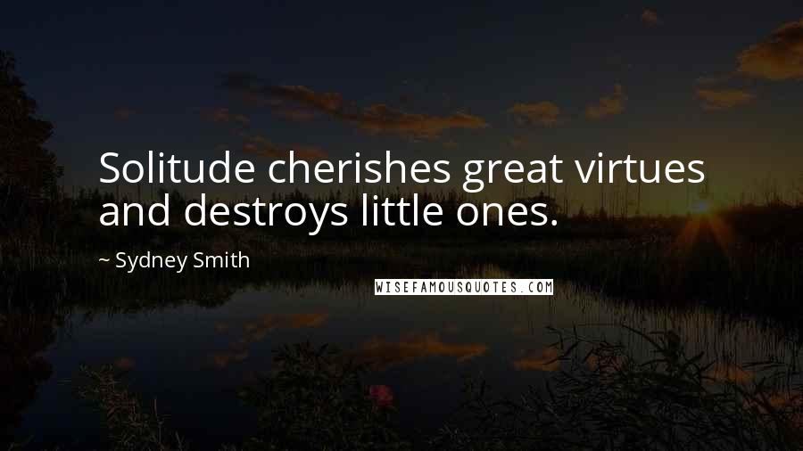 Sydney Smith Quotes: Solitude cherishes great virtues and destroys little ones.
