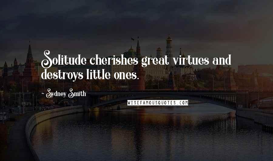 Sydney Smith Quotes: Solitude cherishes great virtues and destroys little ones.