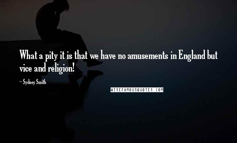 Sydney Smith Quotes: What a pity it is that we have no amusements in England but vice and religion!