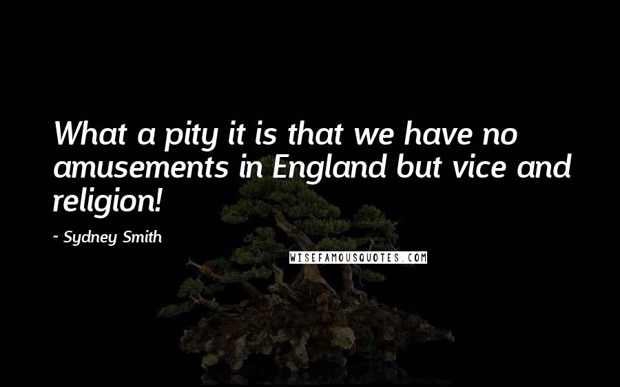 Sydney Smith Quotes: What a pity it is that we have no amusements in England but vice and religion!