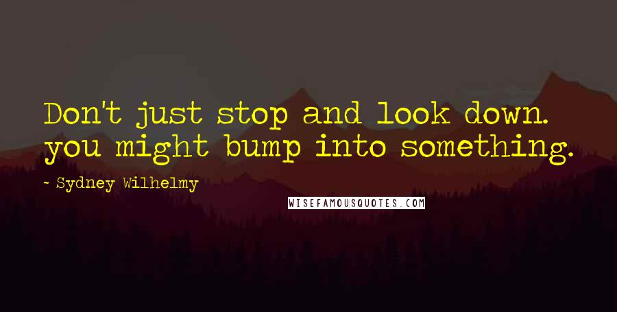 Sydney Wilhelmy Quotes: Don't just stop and look down. you might bump into something.