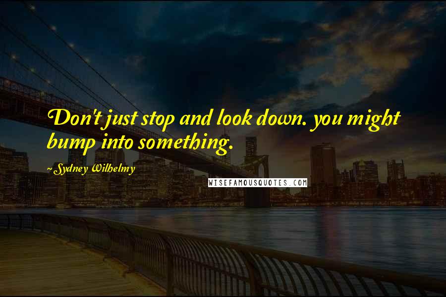 Sydney Wilhelmy Quotes: Don't just stop and look down. you might bump into something.