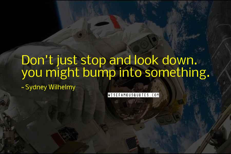 Sydney Wilhelmy Quotes: Don't just stop and look down. you might bump into something.