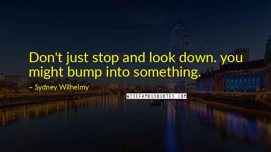 Sydney Wilhelmy Quotes: Don't just stop and look down. you might bump into something.