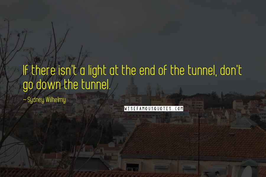 Sydney Wilhelmy Quotes: If there isn't a light at the end of the tunnel, don't go down the tunnel.