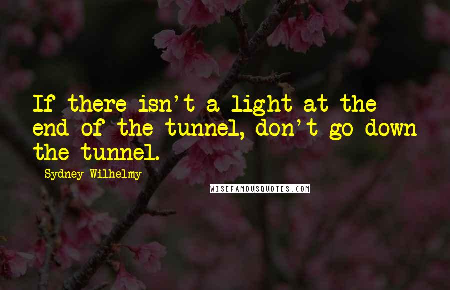 Sydney Wilhelmy Quotes: If there isn't a light at the end of the tunnel, don't go down the tunnel.