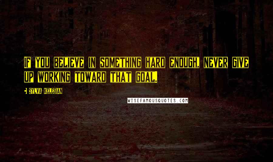 Sylva Kelegian Quotes: If you believe in something hard enough, never give up working toward that goal.