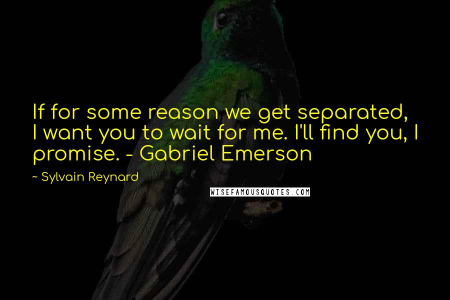Sylvain Reynard Quotes: If for some reason we get separated, I want you to wait for me. I'll find you, I promise. - Gabriel Emerson