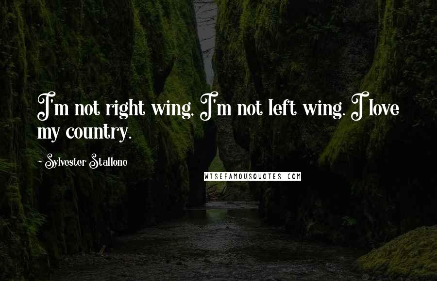 Sylvester Stallone Quotes: I'm not right wing, I'm not left wing. I love my country.