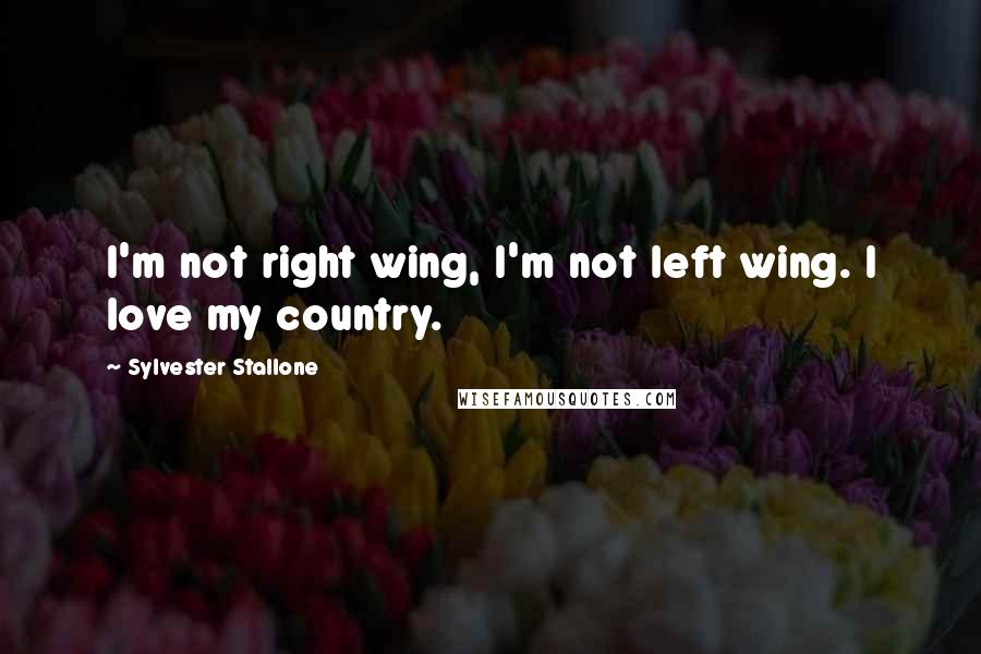 Sylvester Stallone Quotes: I'm not right wing, I'm not left wing. I love my country.