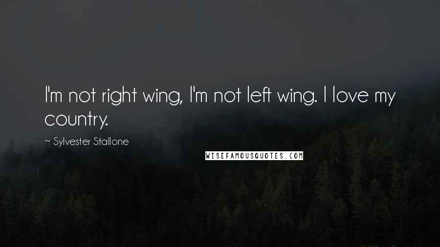 Sylvester Stallone Quotes: I'm not right wing, I'm not left wing. I love my country.