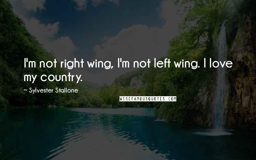 Sylvester Stallone Quotes: I'm not right wing, I'm not left wing. I love my country.