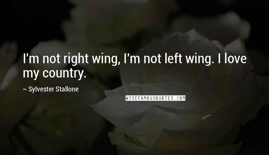 Sylvester Stallone Quotes: I'm not right wing, I'm not left wing. I love my country.