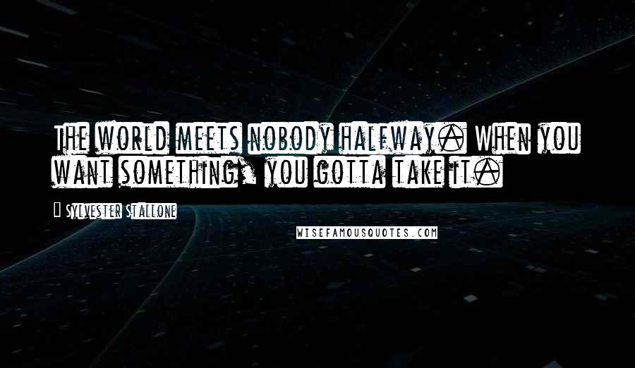 Sylvester Stallone Quotes: The world meets nobody halfway. When you want something, you gotta take it.