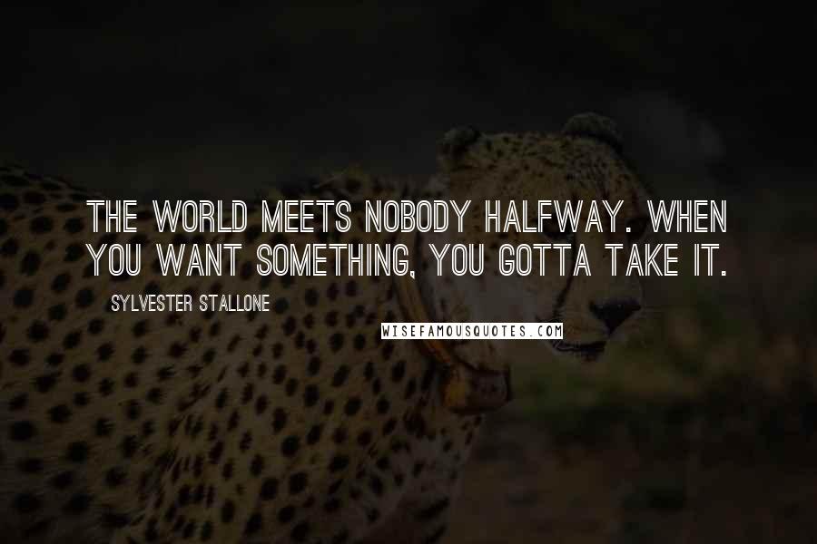 Sylvester Stallone Quotes: The world meets nobody halfway. When you want something, you gotta take it.