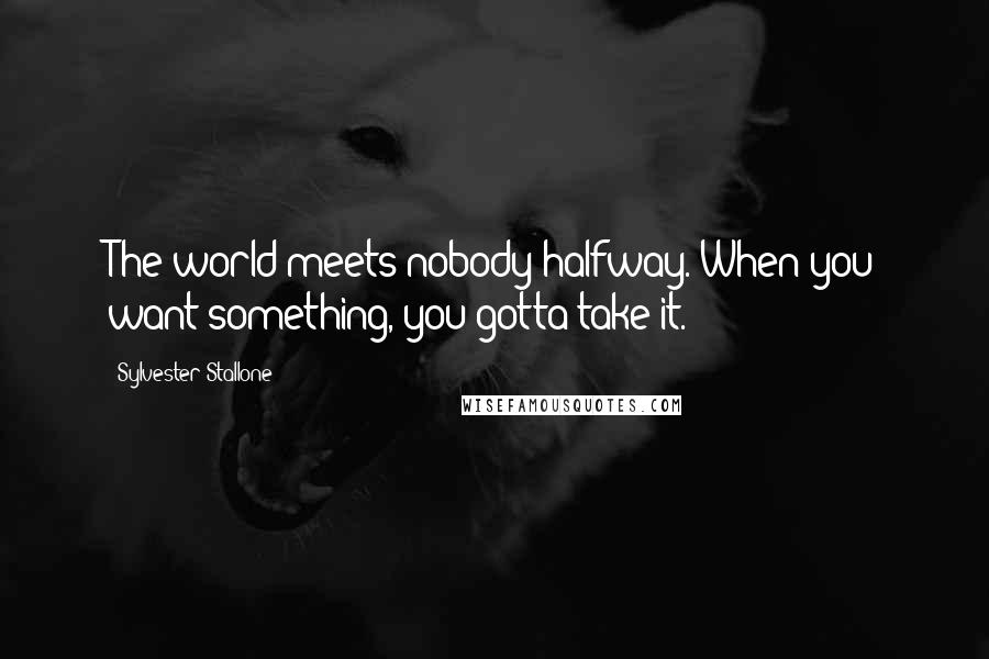 Sylvester Stallone Quotes: The world meets nobody halfway. When you want something, you gotta take it.
