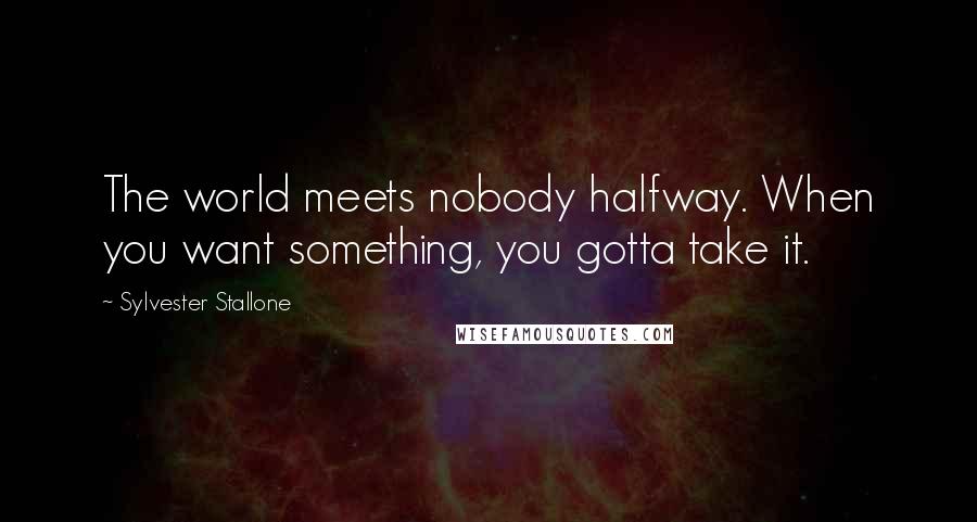 Sylvester Stallone Quotes: The world meets nobody halfway. When you want something, you gotta take it.