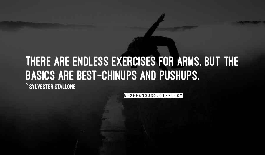 Sylvester Stallone Quotes: There are endless exercises for arms, but the basics are best-chinups and pushups.