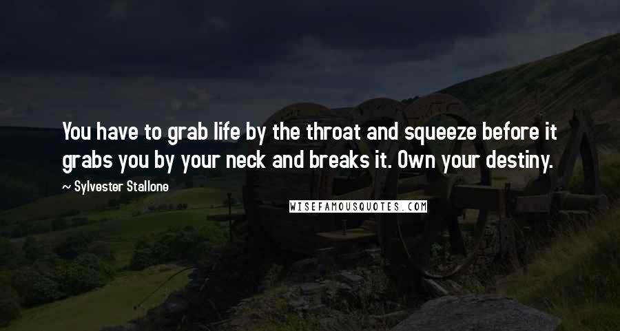 Sylvester Stallone Quotes: You have to grab life by the throat and squeeze before it grabs you by your neck and breaks it. Own your destiny.