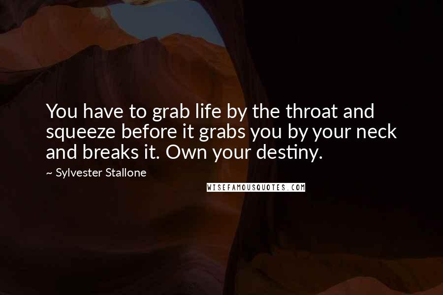 Sylvester Stallone Quotes: You have to grab life by the throat and squeeze before it grabs you by your neck and breaks it. Own your destiny.