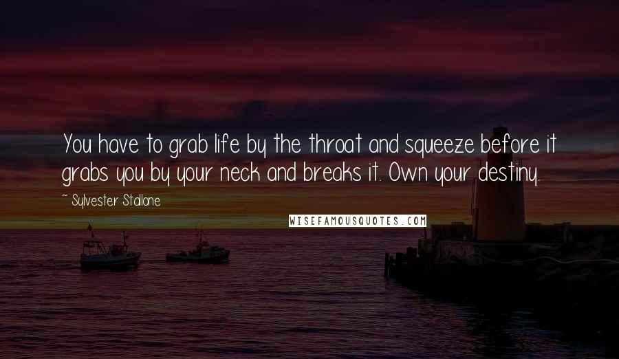 Sylvester Stallone Quotes: You have to grab life by the throat and squeeze before it grabs you by your neck and breaks it. Own your destiny.