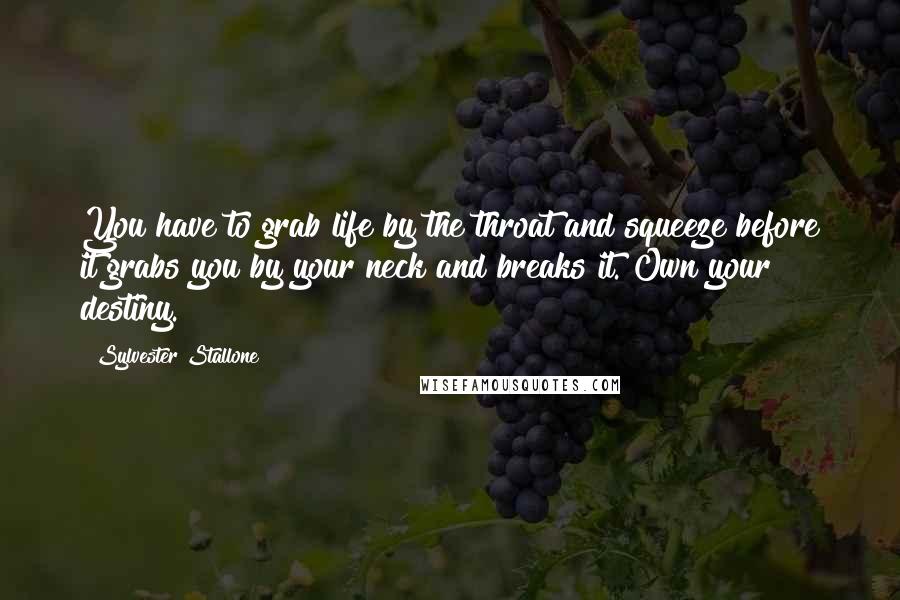 Sylvester Stallone Quotes: You have to grab life by the throat and squeeze before it grabs you by your neck and breaks it. Own your destiny.