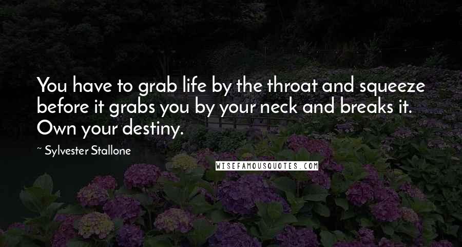 Sylvester Stallone Quotes: You have to grab life by the throat and squeeze before it grabs you by your neck and breaks it. Own your destiny.