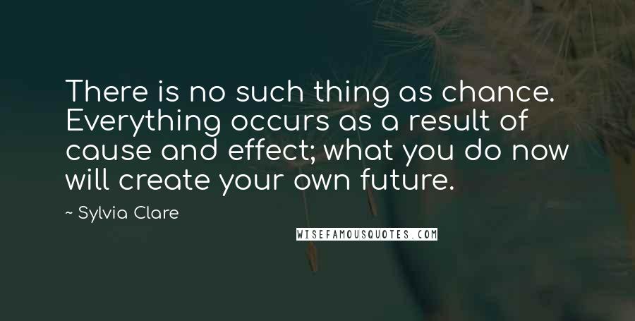 Sylvia Clare Quotes: There is no such thing as chance. Everything occurs as a result of cause and effect; what you do now will create your own future.