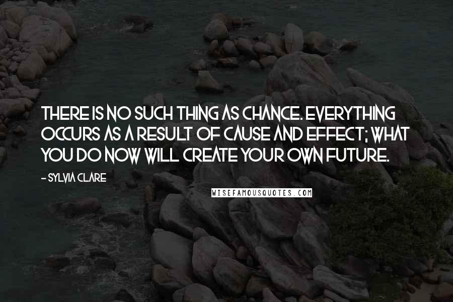 Sylvia Clare Quotes: There is no such thing as chance. Everything occurs as a result of cause and effect; what you do now will create your own future.