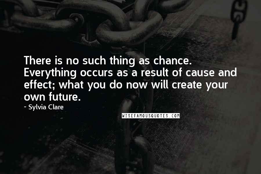 Sylvia Clare Quotes: There is no such thing as chance. Everything occurs as a result of cause and effect; what you do now will create your own future.