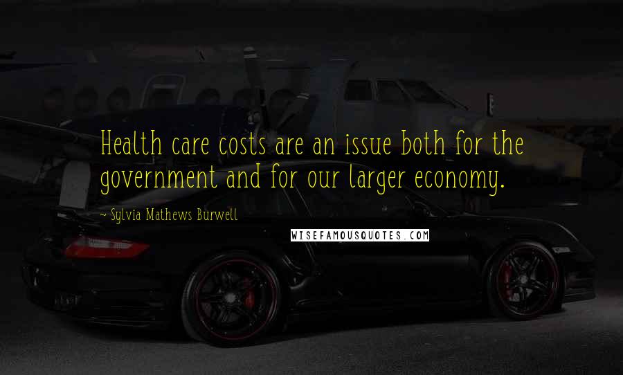 Sylvia Mathews Burwell Quotes: Health care costs are an issue both for the government and for our larger economy.