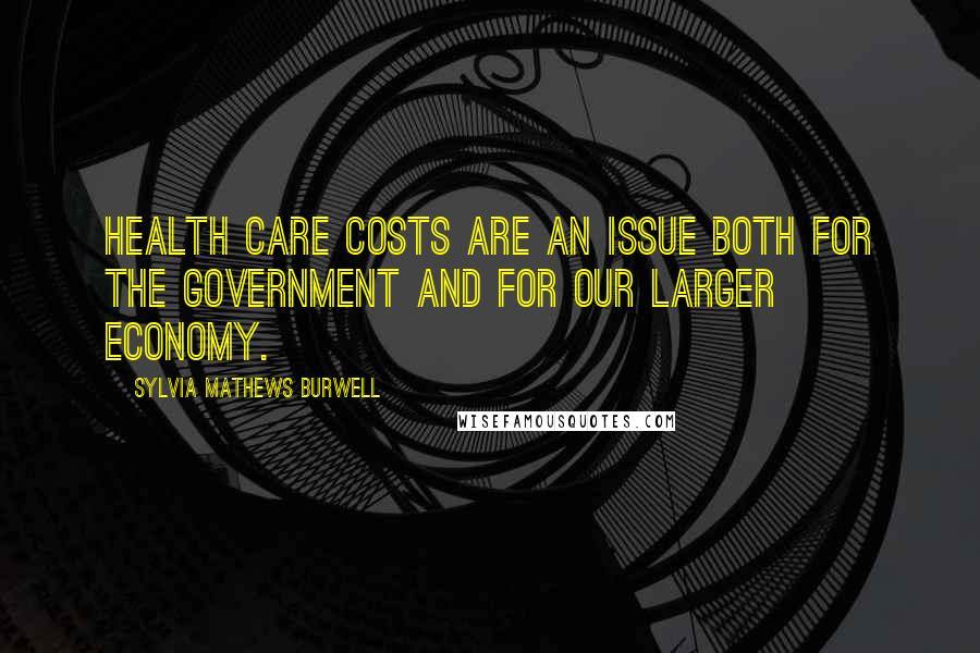 Sylvia Mathews Burwell Quotes: Health care costs are an issue both for the government and for our larger economy.