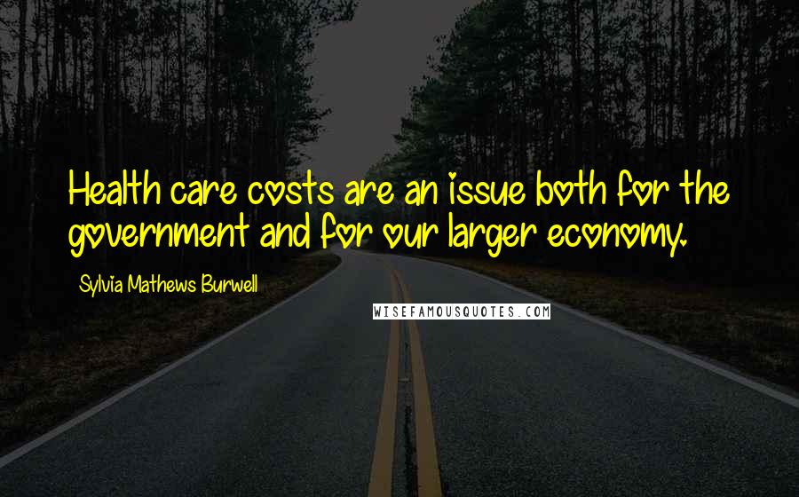 Sylvia Mathews Burwell Quotes: Health care costs are an issue both for the government and for our larger economy.