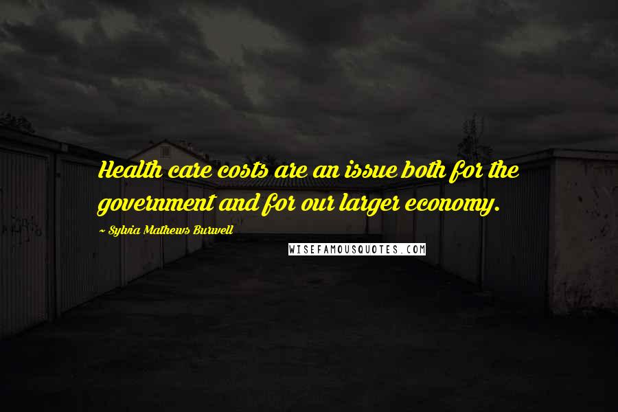 Sylvia Mathews Burwell Quotes: Health care costs are an issue both for the government and for our larger economy.